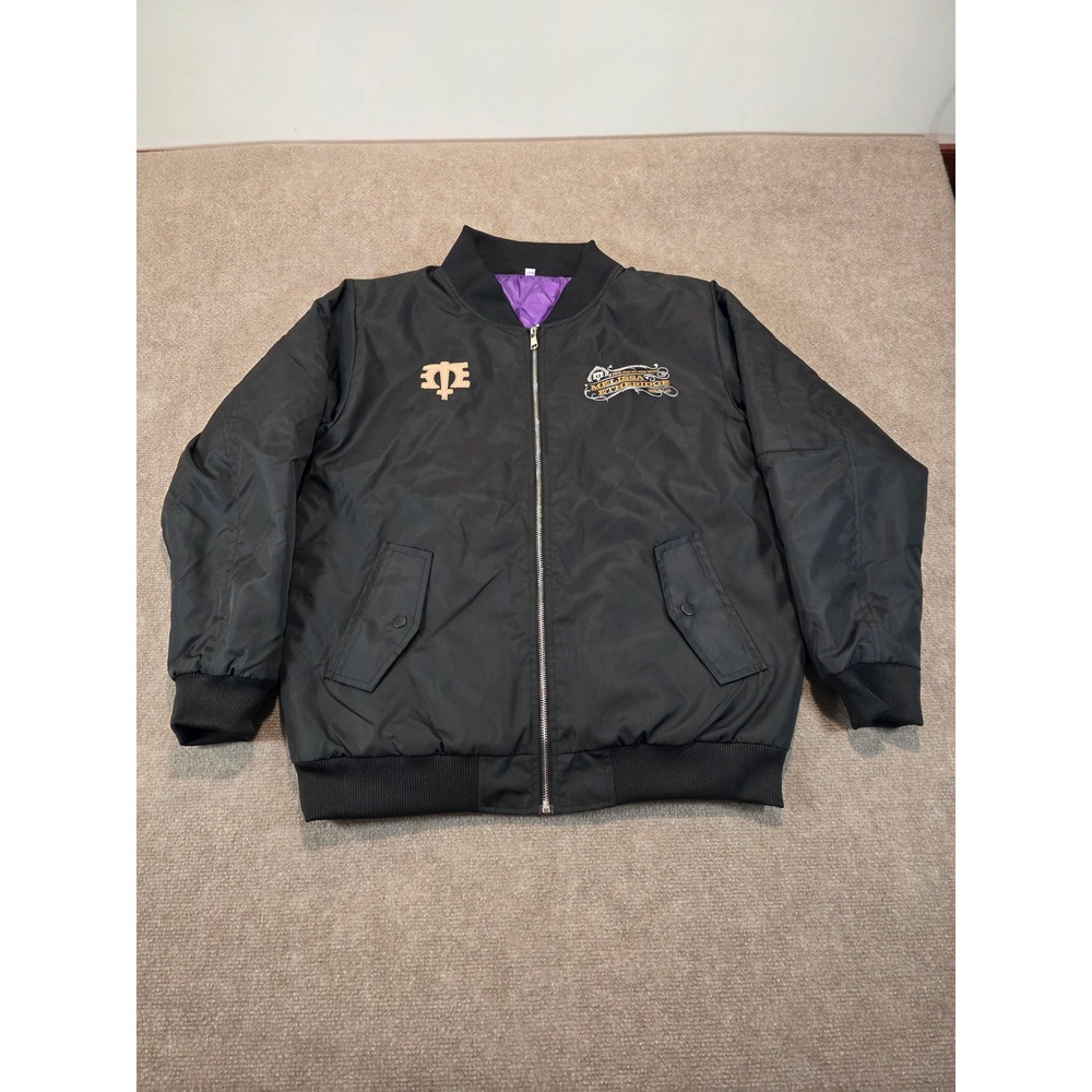 Melissa Etheridge Concert Tour Bomber Jacket Black Purple Quilted Lining M